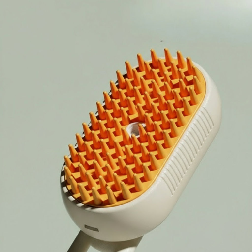 Pet - Escova Elétrica a Vapor 3 em 1 para Gatos e Cães – Remove pelos, massageia e hidrata com tecnologia de vapor.