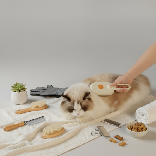 Pet - Escova Elétrica a Vapor 3 em 1 para Gatos e Cães – Remove pelos, massageia e hidrata com tecnologia de vapor.