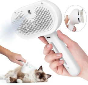 Escova Removedora de Pelos a Vapor Patabella - Pente Autolimpante para Cães e Gatos.