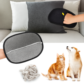 Luvas e Conjunto de Ferramentas PetHairPro para remoção de pelos de animais em móveis, carro e roupas.